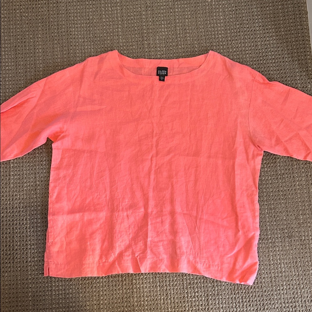 Eileen Fisher Vibrant linen Pink Blouse